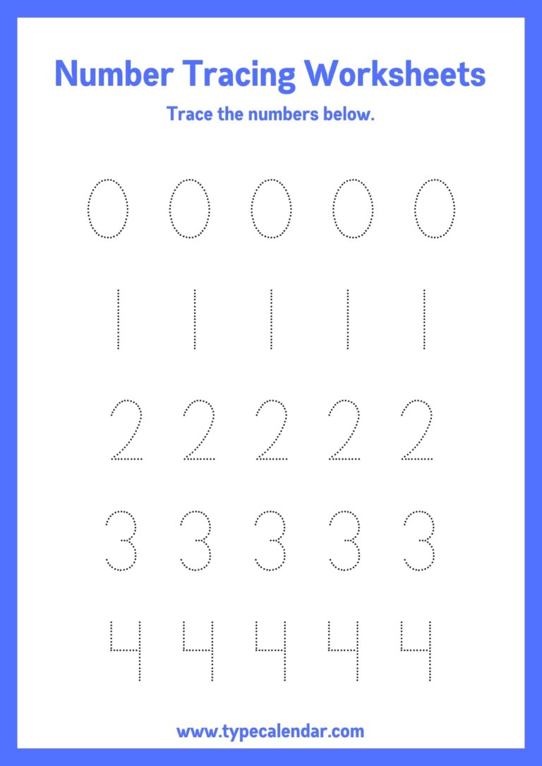 Free Template For 0-5 Tracing - Tracing Numbers 1 To 5 Worksheets - Free Worksheets Printable