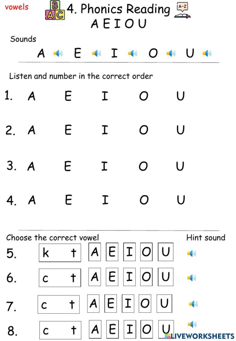 Free Tracing Aeiou Worksheets For Preschool - A E I O U - Vow… | Free Interactive Worksheets | 2002508