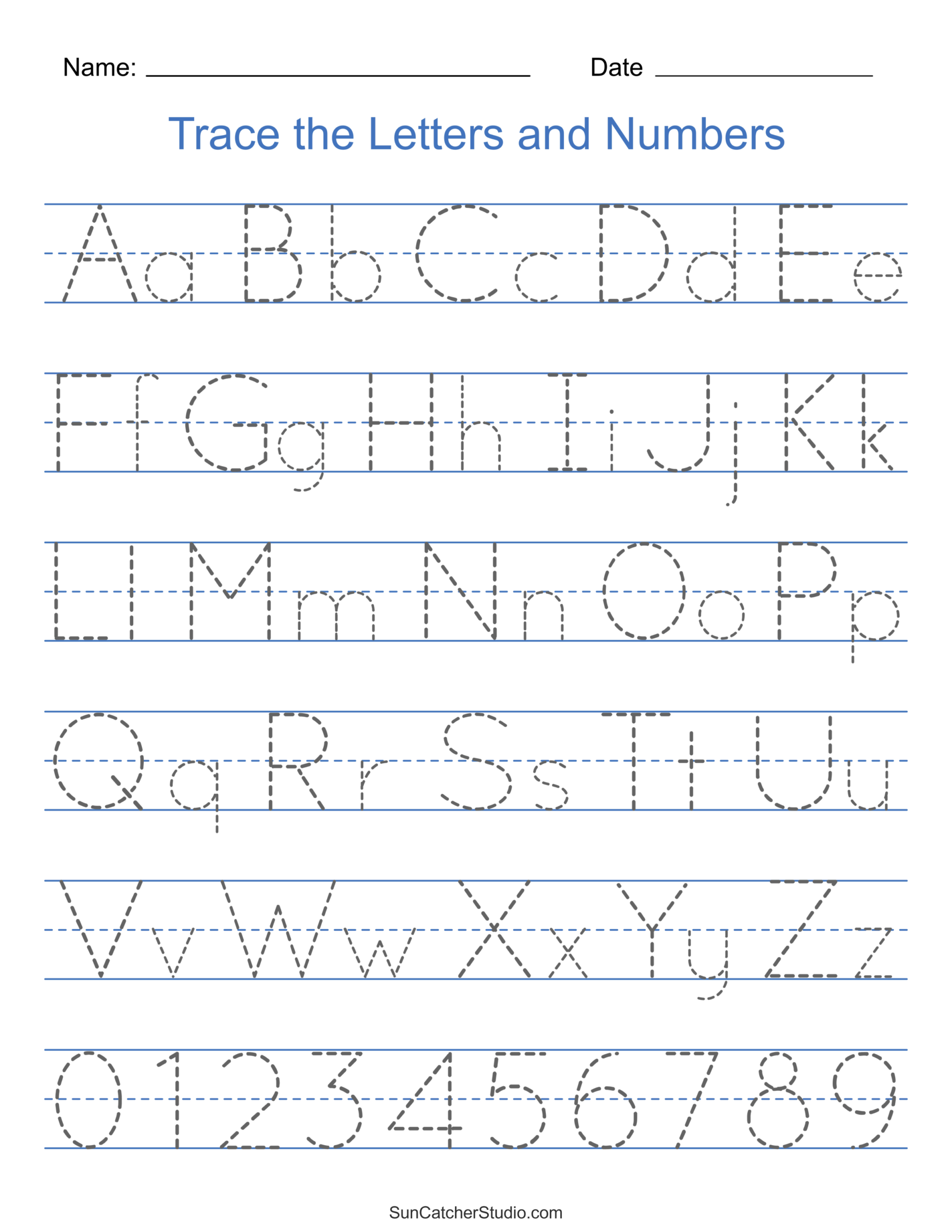 Free Tracing Letters And Numbers For Preschoolers - Fun & Free: Alphabet and Number Tracing Worksheets