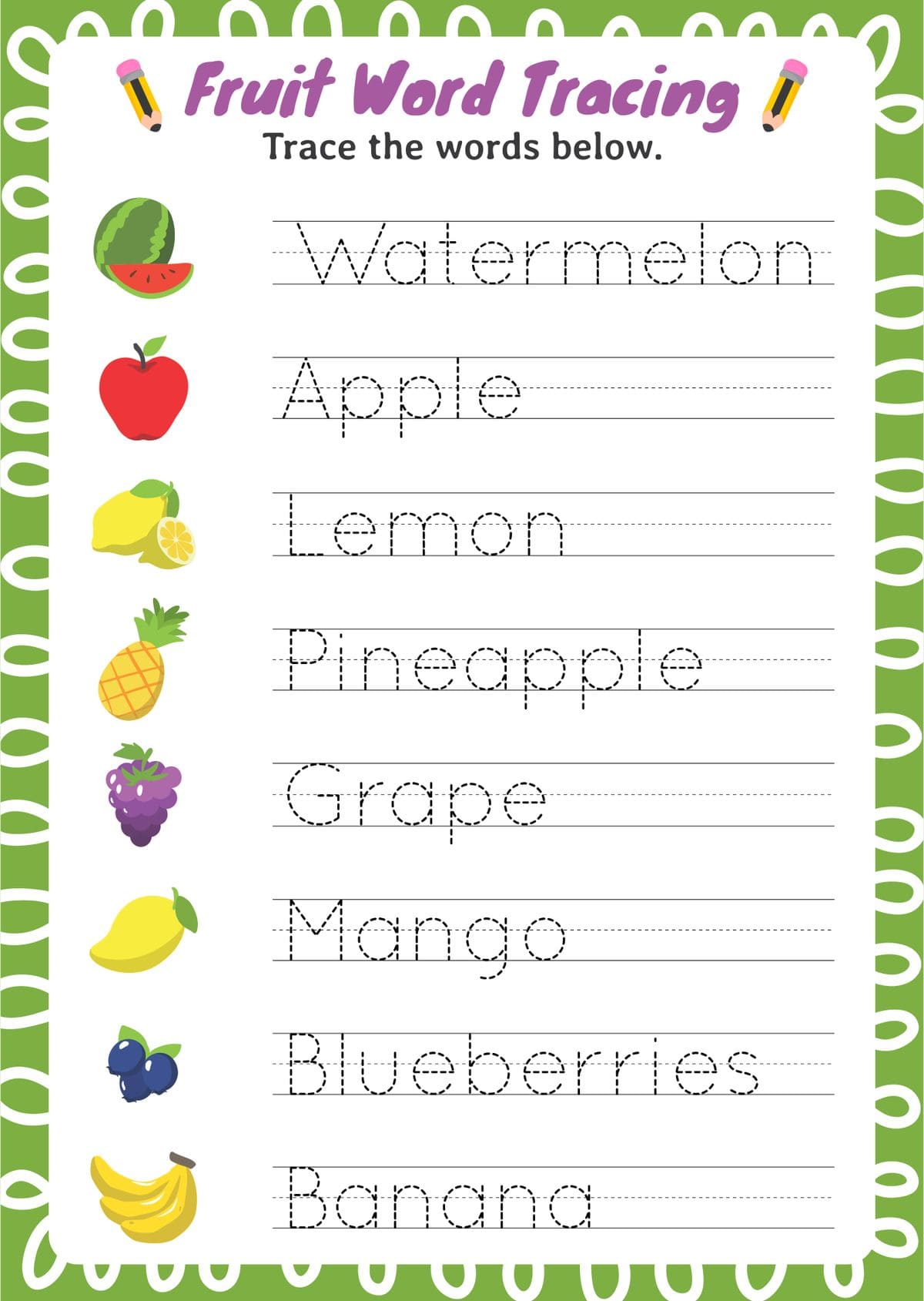 Free Word Tracing Worksheets For Kindergarten - Kindergarten Word Tracing Worksheets. - Printable Free Templates