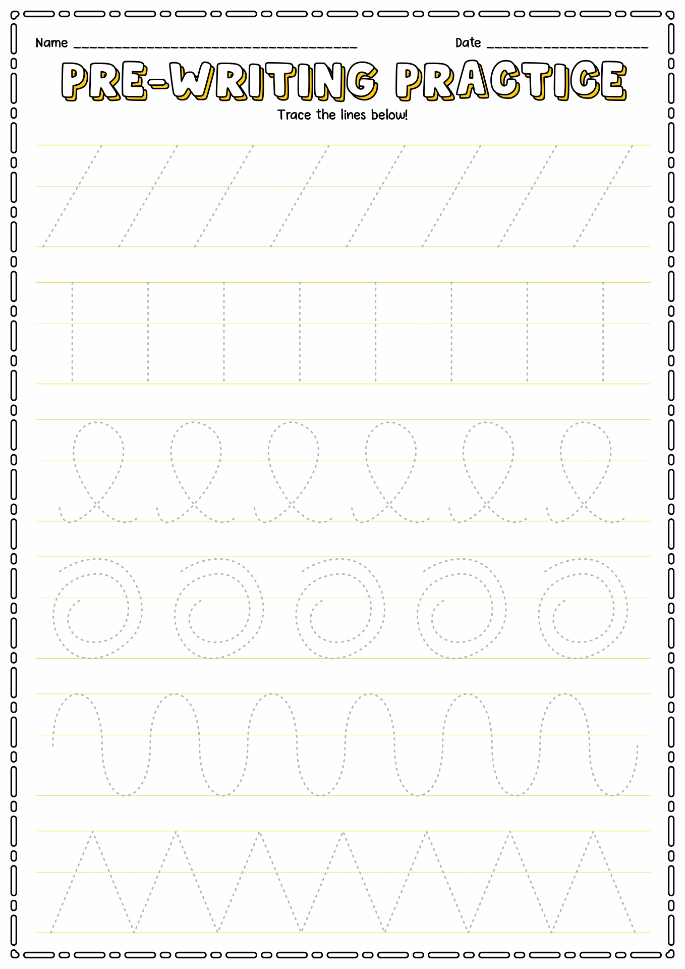 Free Writing Sheets For Preschoolers - Free Printable Pre-Writing Worksheets - Printable Preschool Worksheets