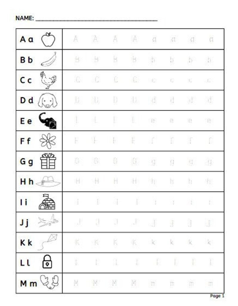 Kindergarten Alphabet Practice Worksheet Digital Print Homeschool – Etsy Kindergarten Alphabet Practice Worksheet Digital Print Homeschool - Etsy