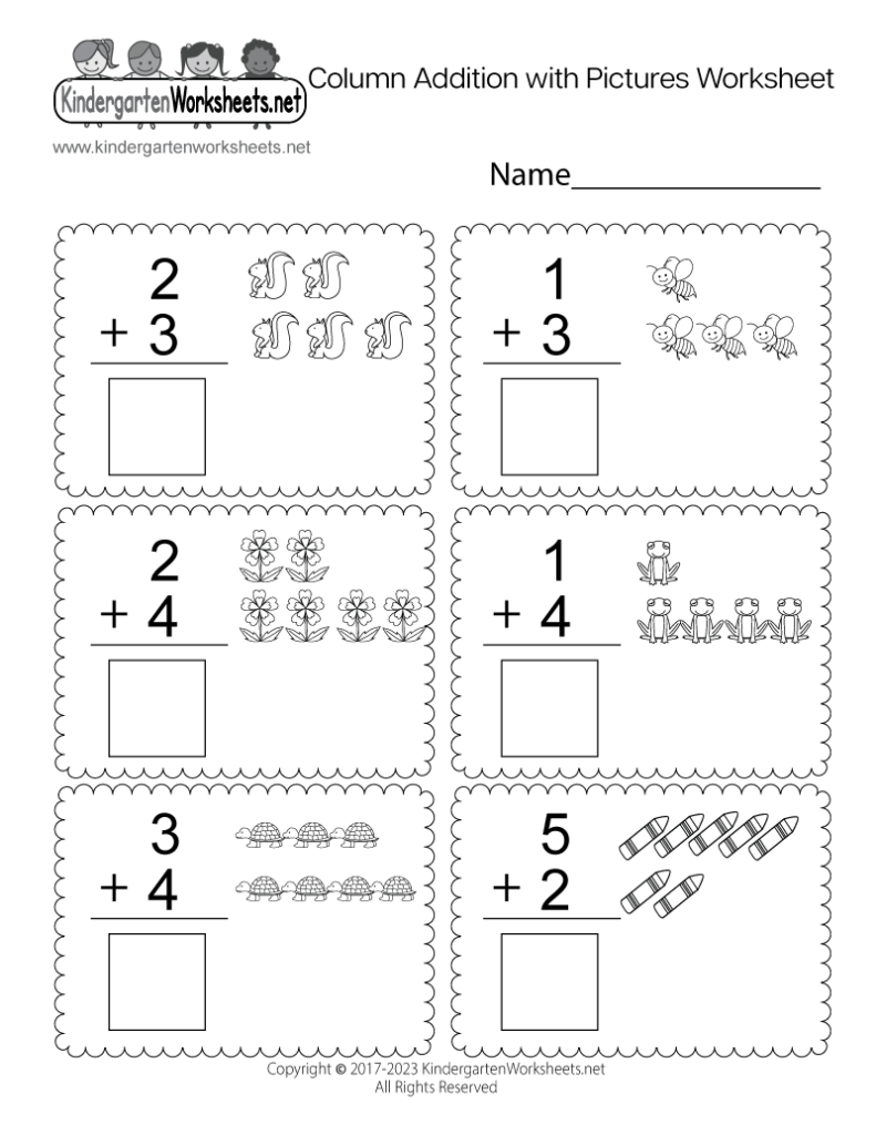 Kindergarten Vertical Addition Worksheet: Printable Math Practice Kindergarten Vertical Addition Worksheet: Printable Math Practice