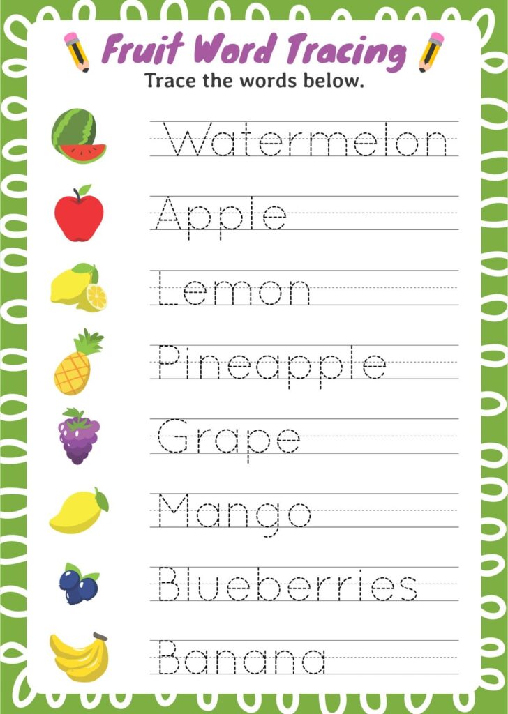 Kindergarten Word Tracing Worksheets. - Printable Free Templates