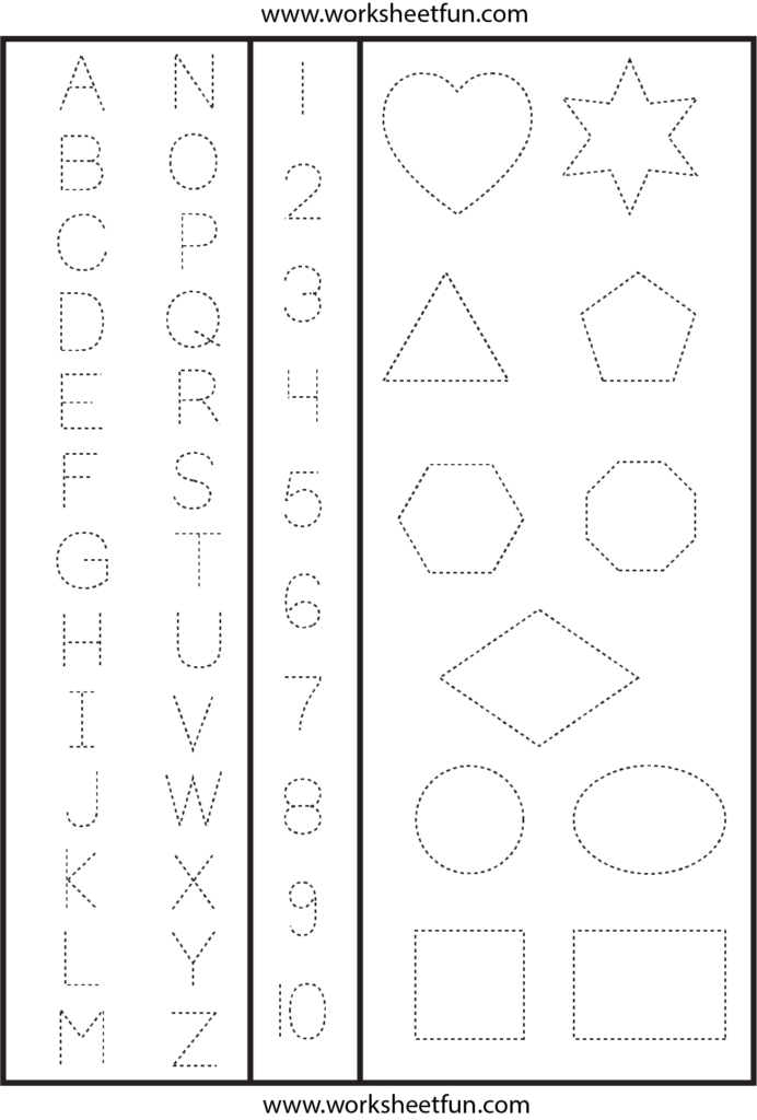 Letters, Numbers And Shapes Tracing Worksheet / FREE Printable … Letters, Numbers And Shapes Tracing Worksheet / FREE Printable ...
