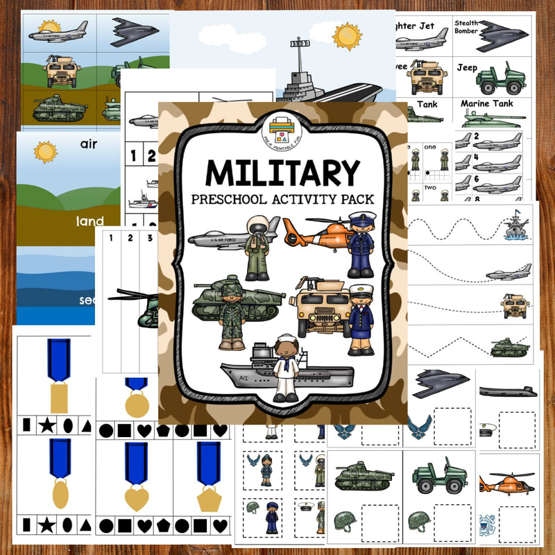 Military Mini Activity Pack – Pre-K Printable Fun Military Mini Activity Pack - Pre-K Printable Fun
