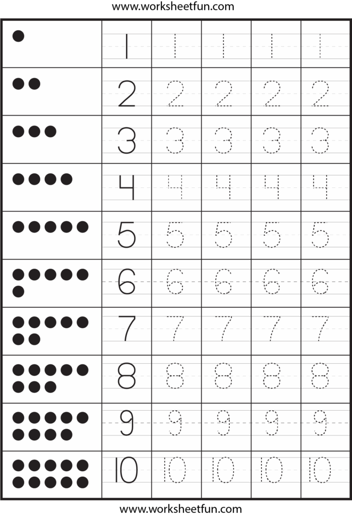Number Tracing Printable Worksheets Number Tracing Printable Worksheets