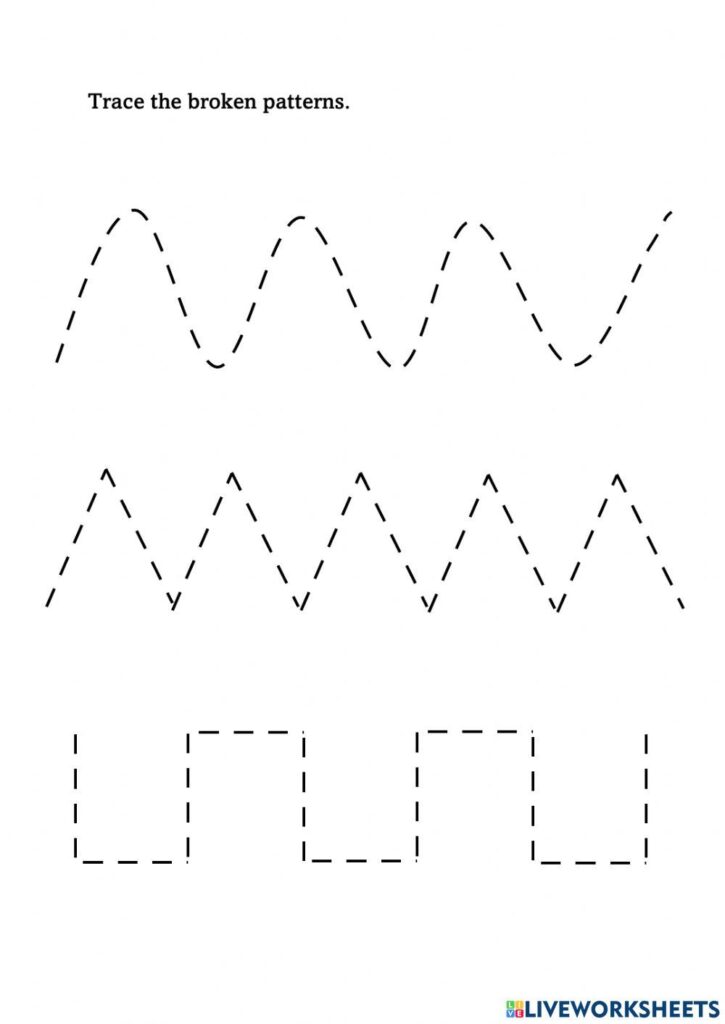 Pattern Tracing Worksheet for Preschool | Trace lines down worksheet … Pattern Tracing Worksheet for Preschool | Trace lines down worksheet ...