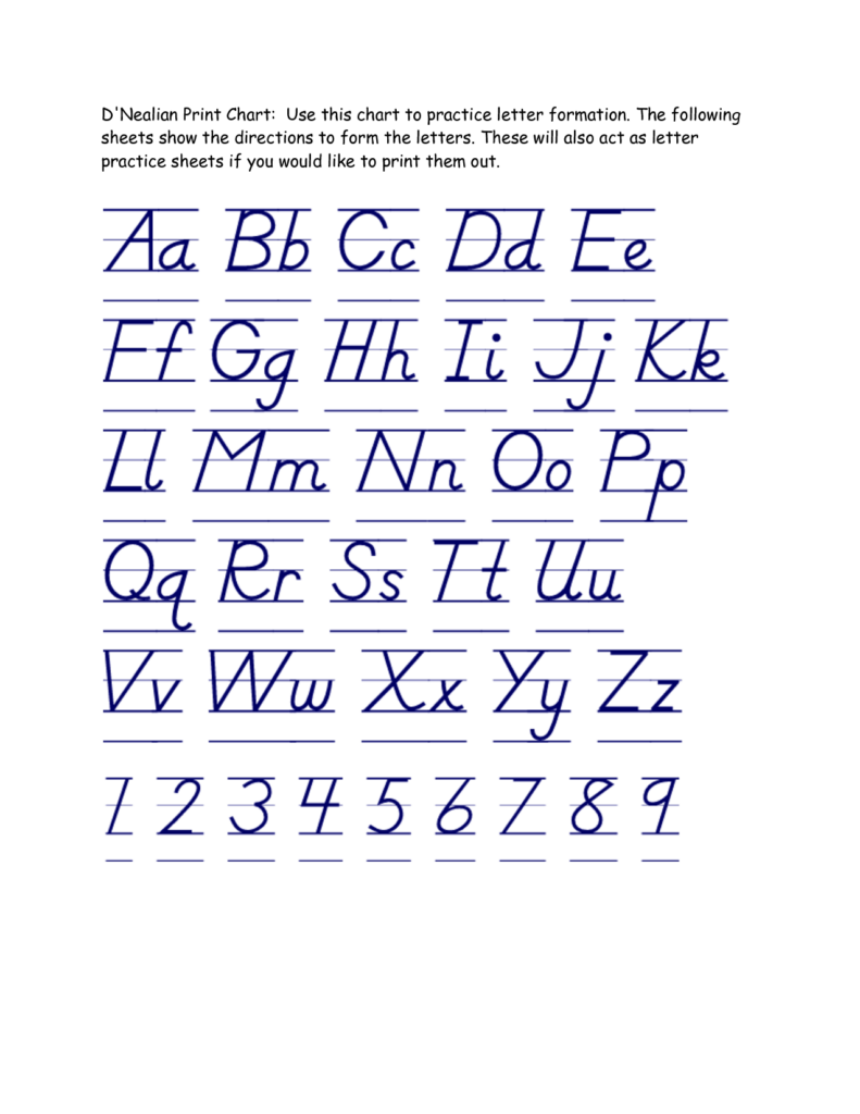 Printable Handwriting Worksheets D Nealian - Preschool Coloring ...