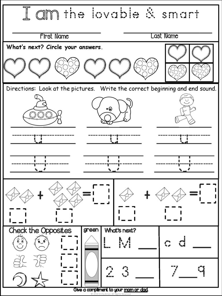 Printable Homework For Kindergarten Printable Homework For Kindergarten
