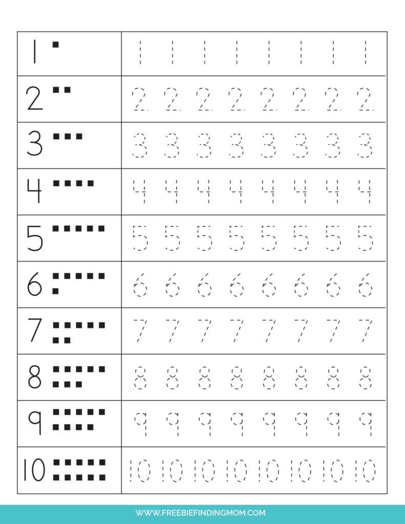 Printable Tracing Numbers Worksheets 1 to 20 Printable Tracing Numbers Worksheets 1 to 20