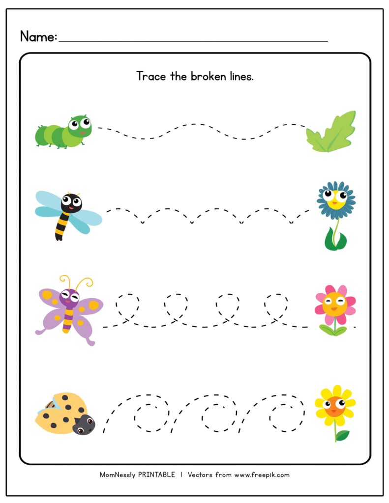 Tracing Lines Worksheets - https://tribobot.com