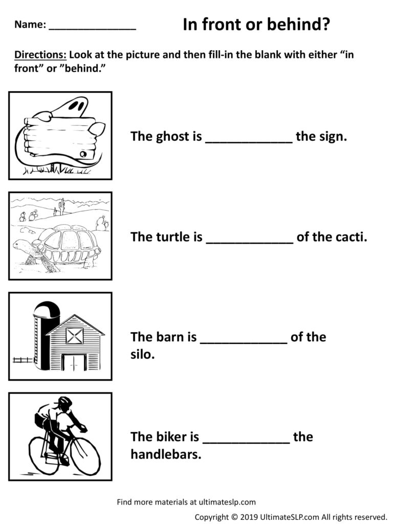 Worksheets Front Behind Kindergarten Activities Under Preschool Over … Worksheets Front Behind Kindergarten Activities Under Preschool Over ...
